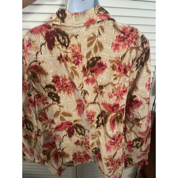 J Jill Floral Suede Like Blazer Size XL Multicolor Button Down Long Sleeve - Picture 6 of 8